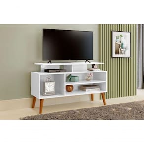 Rack Lion Sala Estar Estante Com Nichos E Prateleiras Cor:branco