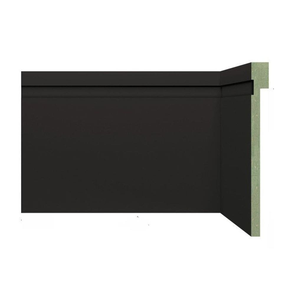 Kit Rodapé de MDF 10 Barras Frisadas de Sobrepor 12cm x 2,40m Rende 24 Metros Moldufama Preto