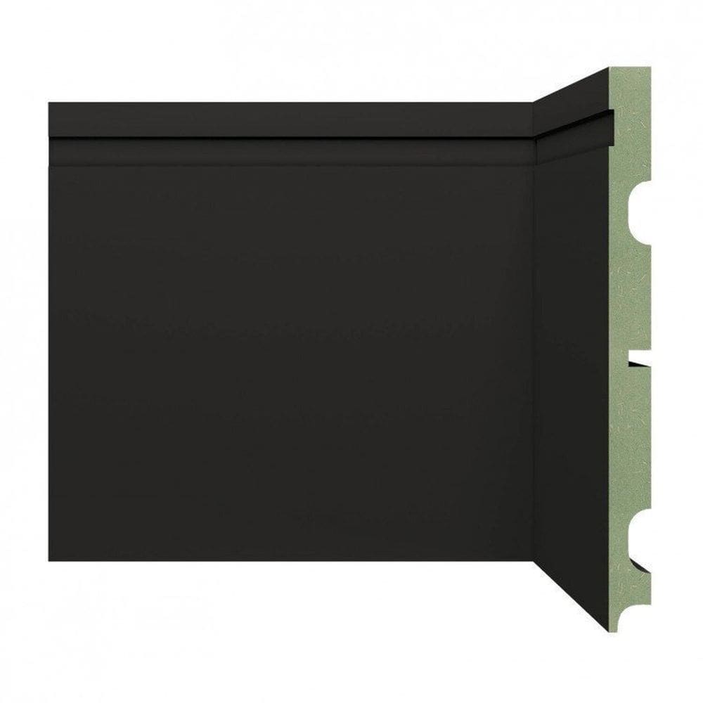 Kit Rodapé de MDF 5 Barras Frisadas 20cm x 2,40m Rende 12 Metros Moldufama Preto