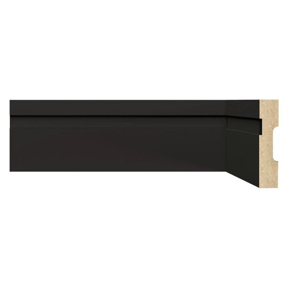 Kit Rodapé de MDF 20 Barras Frisadas de 7cm x 2,40m Rende 48 Metros Moldufama Preto