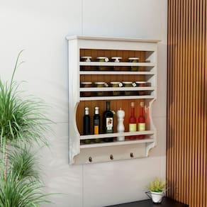 Prateleira De Madeira Multiuso Com Ganchos New Veneza Branco