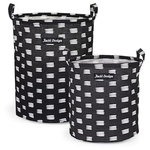 Kit 2 Cestos Multiuso Tecido 43l E 23l Preto Riscas