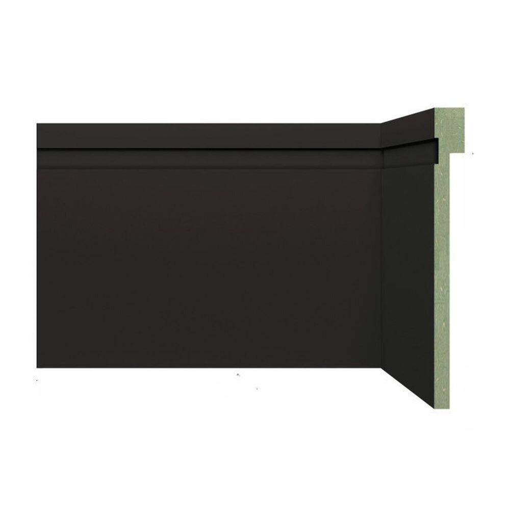 Kit Rodapé de MDF 30 Barras Frisadas de Sobrepor 12cm x 2,40m Rende 72 Metros Moldufama Preto