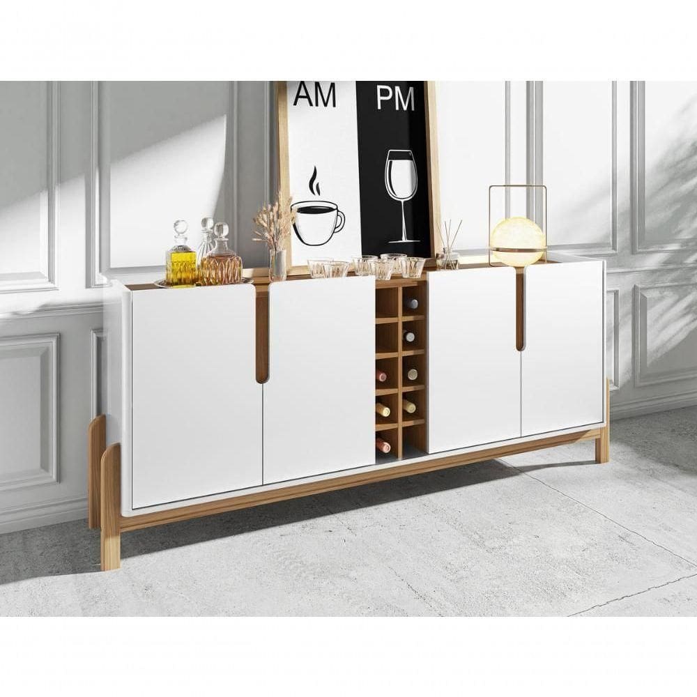 Buffet 4 Portas C/ Prateleiras Lizz 1,90 Branco/cedro