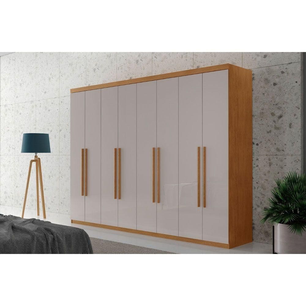 Guarda Roupa Casal Heros Com 8 Portas E 4 Gavetas Moderna Naturalle/off White