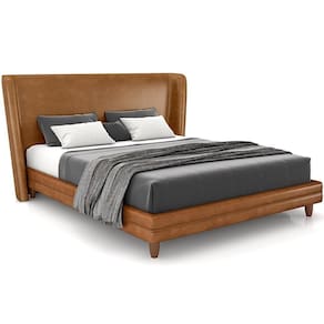 Cabeceira King Nilo 195cm Com Cama Pés Madeira Suném P05 Couríssimo Whisky - Lyam Decor