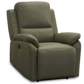 Poltrona Do Papai Retrátil Reclinável Elétrica Aniche L06 Couro Verde Musgo - Lyam Decor