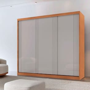 Guarda Roupa Casal Connor 100% Mdf 3 Portas 4 Gavetas Naturalle/off White