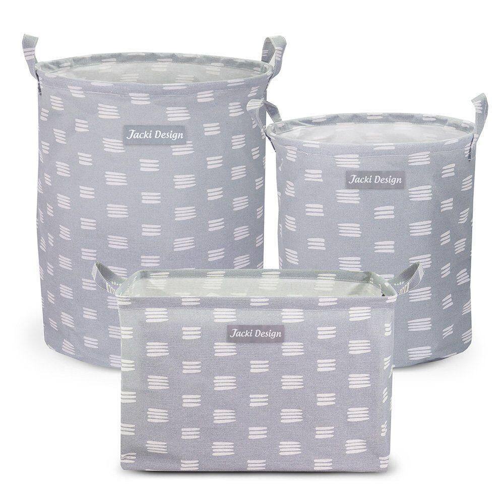 Kit 3 Cestos Multiuso Tecido 43l, 25l E 23l Cinza Riscas
