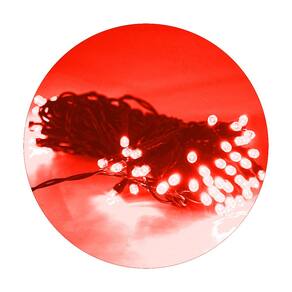 Cordão De Lampadas Led Pisca 10 Metros 80L Carregamento Solar Natal Cor:Vermelho