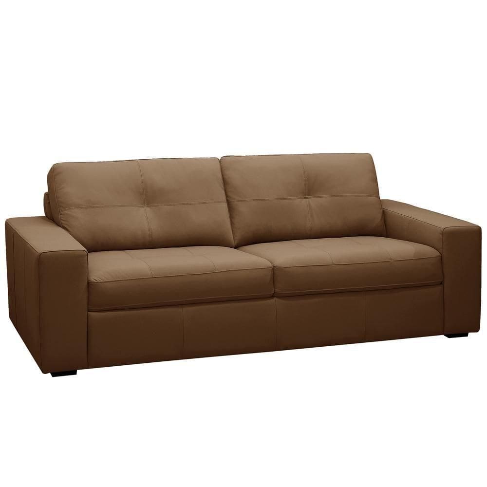 Sofá 3 Lugares Para Sala De Estar Living 235cm Vienne L06 Couro Marrom Claro - Lyam Decor
