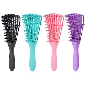 Escova Polvo Para Cabelos Cacheados Flexível 8 Pontas Cor:Preto