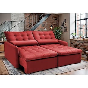 Sofá Sem Caixa Retrátil 1,60m Softgel Celeste Velusoft Vermelho Cama Inbox