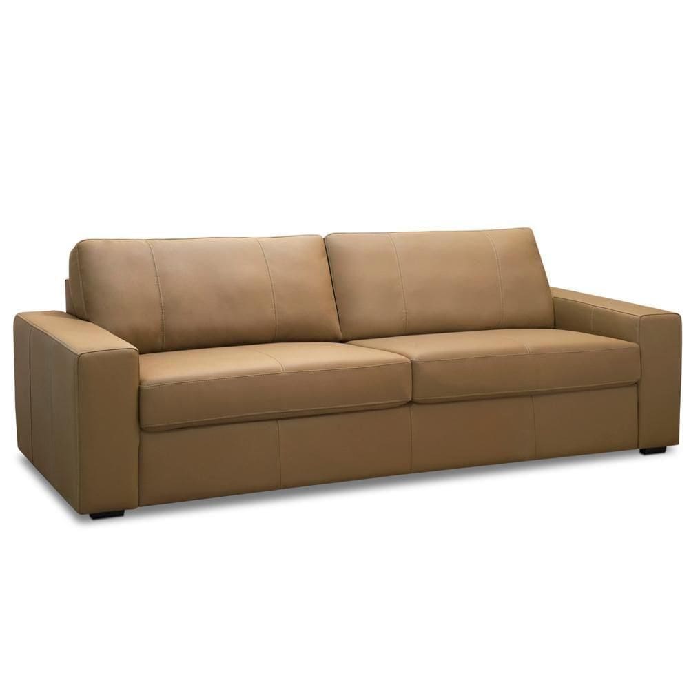 Sofá 3 Lugares Para Sala De Estar Living 235cm Aurora L06 Couro Marrom Claro - Lyam Decor