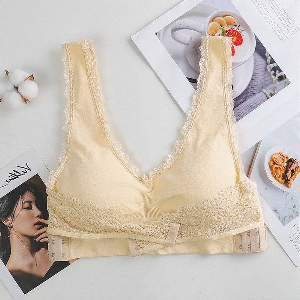 Sutiã Cinta Modeladora Alta Compressão Com Renda Bege Cor:M