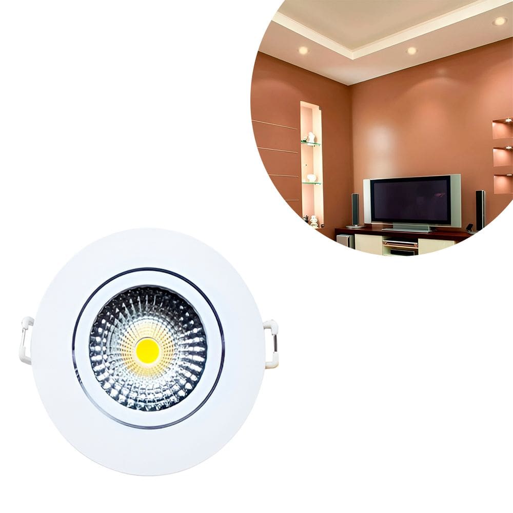 Luminária Spot Luz LED Redondo Branco Quente Iluminação 7W