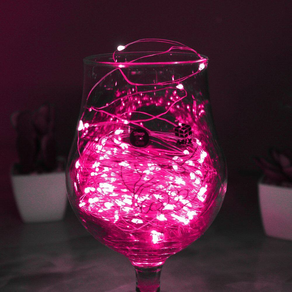 Pisca de LED Fio de Fada 20L 2 Metros A Bateria Natal Ano Novo Cores:Rosa