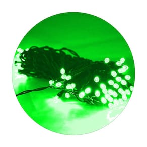 Cordão De Lampadas Led Pisca 10 Metros 80L Carregamento Solar Natal Cor:Verde