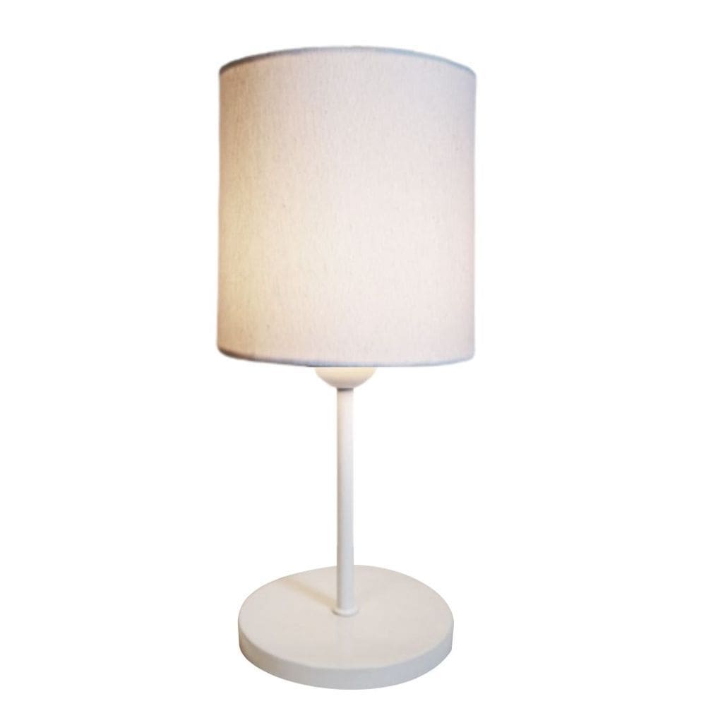 Abajur de Mesa Md-2010 Base Branco Cúpula em Tecido Cilindrica 14x15cm Branco - Bivolt