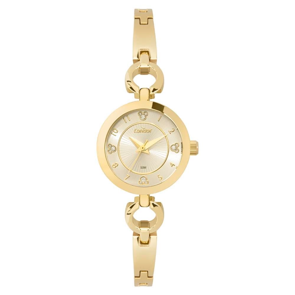 Relógio Condor Feminino Ref: Co2035nog/5x Dourado Bracelete Mickey