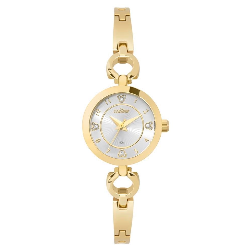 Relógio Condor Feminino Ref: Co2035nog/5k Dourado Bracelete Mickey