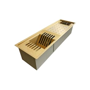 Calha Úmida Gourmet Escorredor de Cozinha 60x19 Aço Inox Dourado Fosco