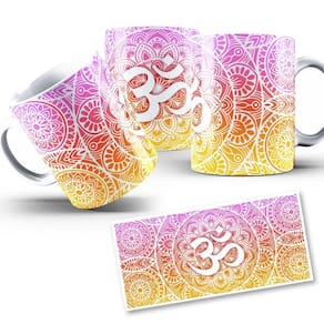 Caneca OM Degradê Laranja Som do Universo Espiritual 325ml