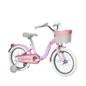 Bicicleta Retrô Infantil Aro 16 Com Cesta, Campainha, Refletor e Rodas De Apoio Unitoys