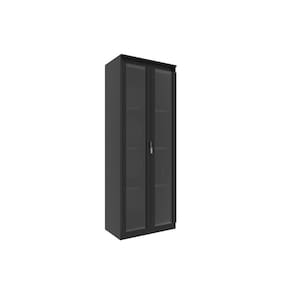 Armário de Escritório ME-4189 c/ 2 Portas de Vidro e 3 Prateleiras Preto - Tecno Mobili