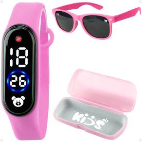 Relogio Infantil Digital Led + Case Silicone Prova Dagua