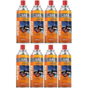 Kit 8 Refil Gás Fogareiro Etaniz 400ml 227g Butano Portátil Camping Churrasco Cozinha Maçaricos