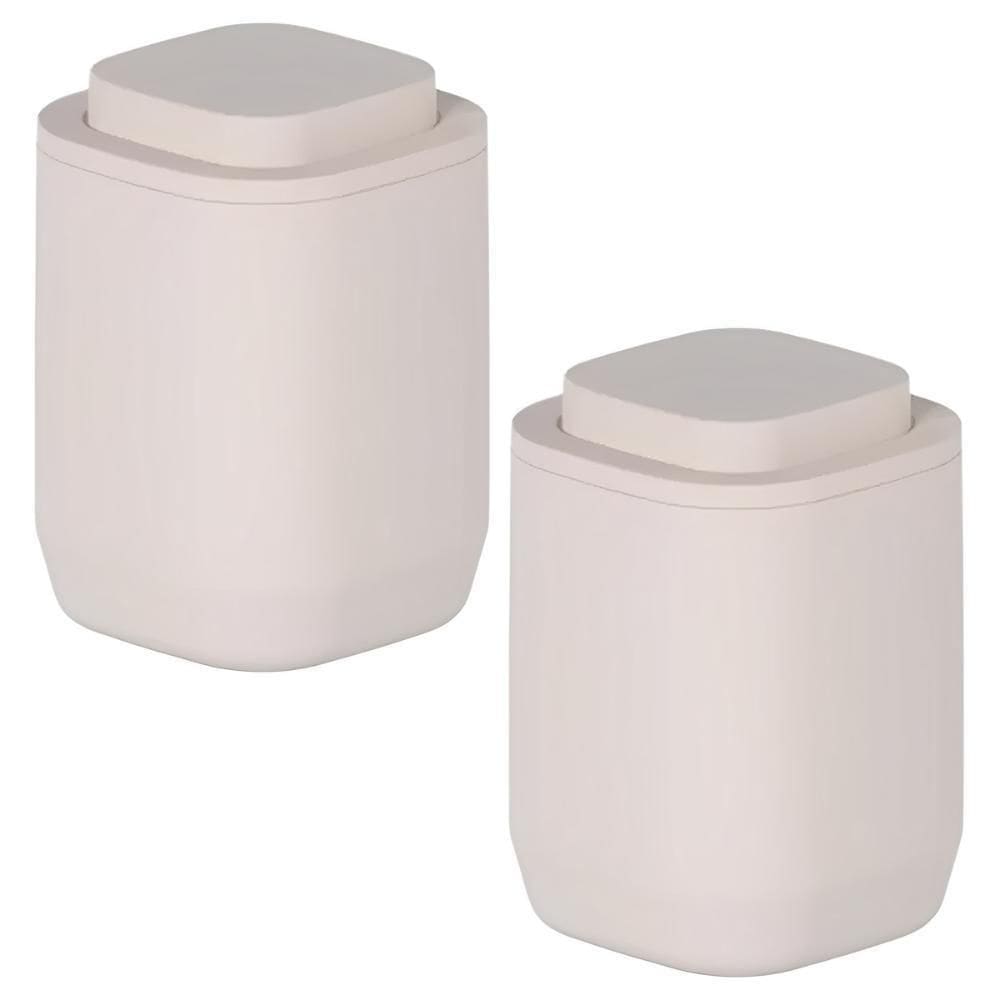 2X Porta Algodão Cotonete Bancada Banheiro Moderno Ou Bege