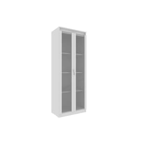 Armário de Escritório ME-4189 c/ 2 Portas de Vidro e 3 Prateleiras Branco - Tecno Mobili