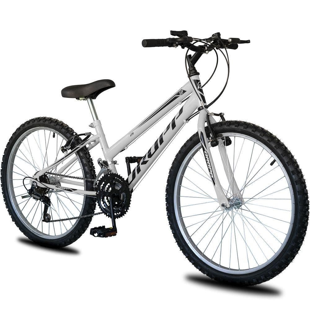 Bicicleta Aro 24 Infantil Feminina 18 Vel Marchas Dropp Sport Freio V-brake - Branco+preto - único Branco+preto