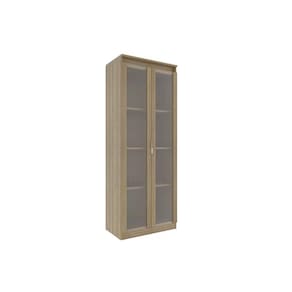 Armário de Escritório ME-4189 c/ 2 Portas de Vidro e 3 Prateleiras Amêndoa/Branco - Tecno Mobili