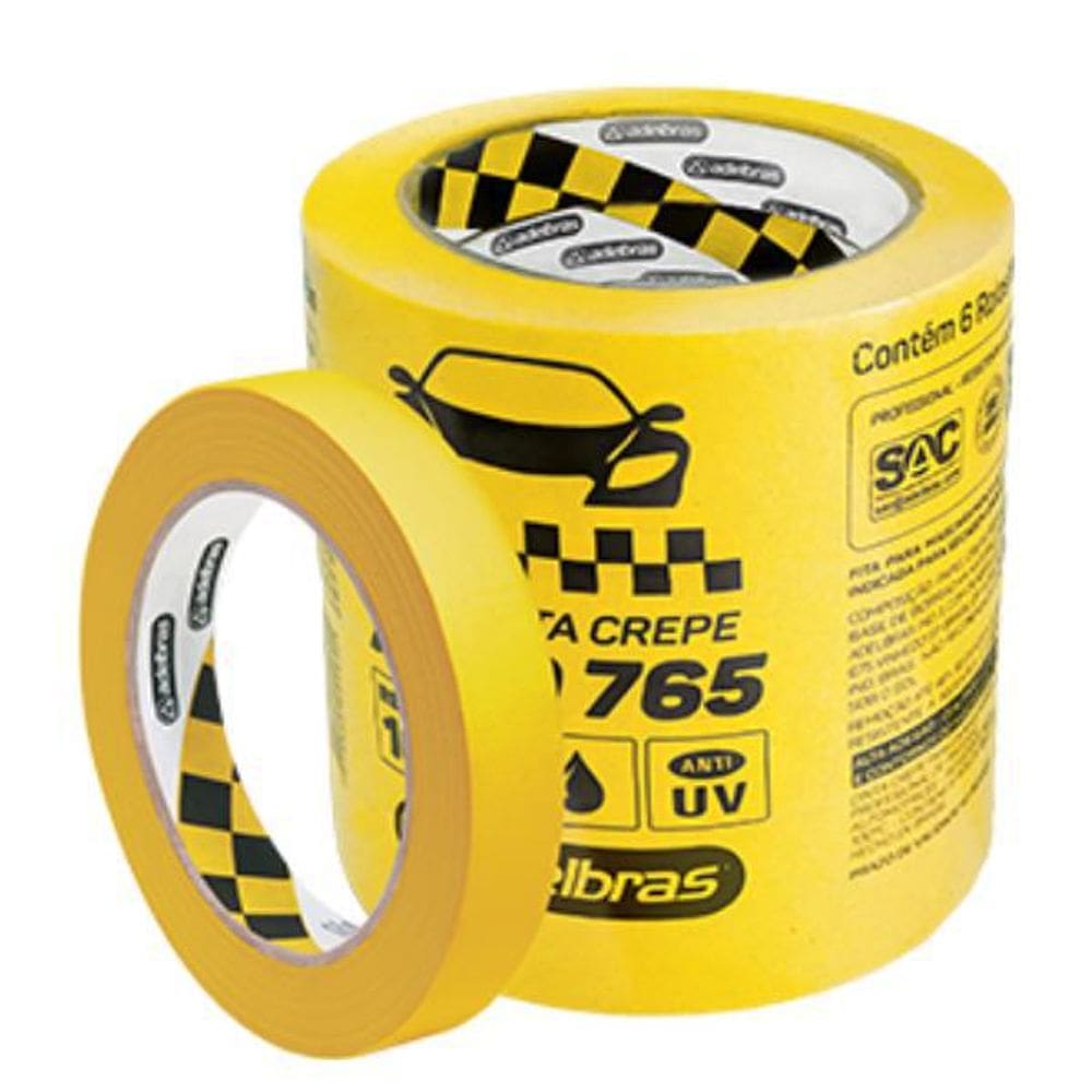 Fita Crepe Automotiva Auto 765 18X40 - Amarela 6 Unidades