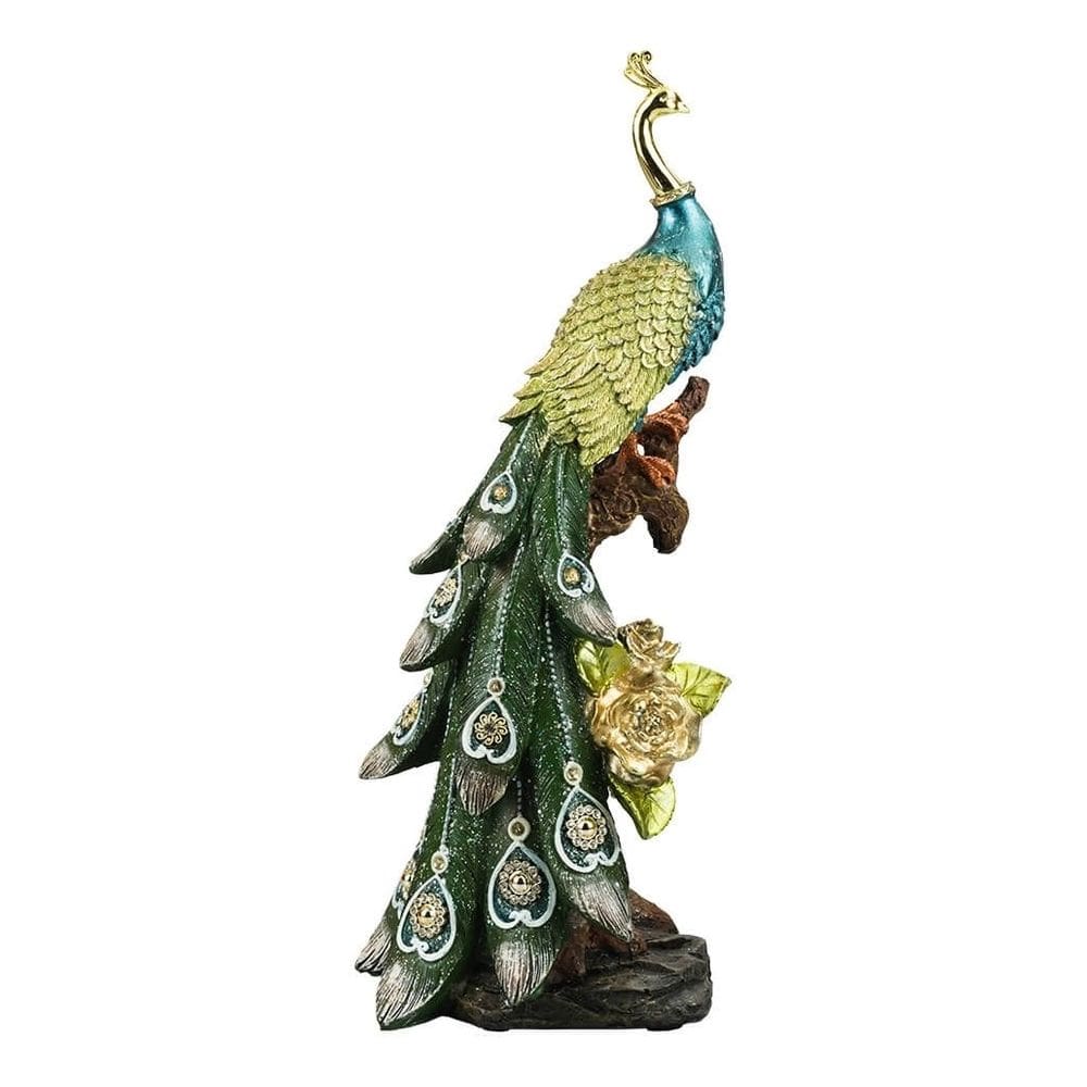 Enfeite Luxo Sala Decoração Pavão No Galho Colorido 33.5cm