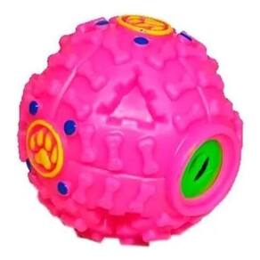 Bola Petisqueira Tam G 12Cm Porta Ração Com Tag Cães Rosa