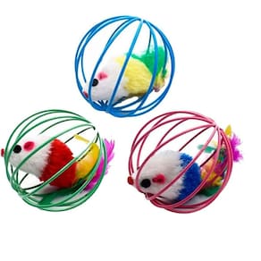 Brinquedo Para Gatos Sisal Ratinho Na Gaiola Formato Bola