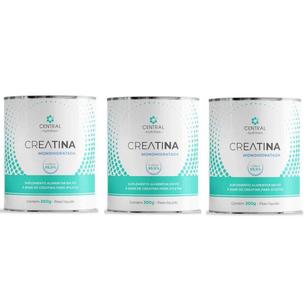 Kit com 3 Creatina Monohidratada 300g - Central Nutrition