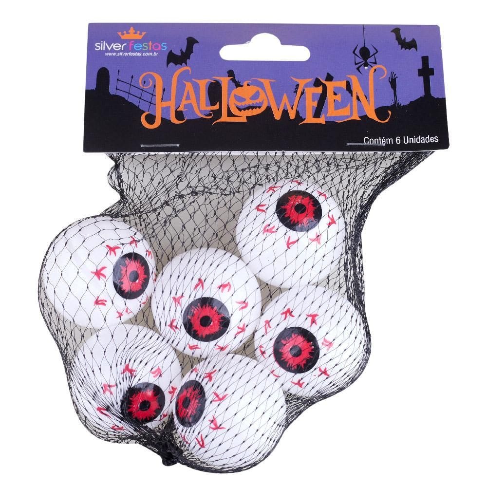 Kit Olhos Decorativos Halloween Silver Plastic