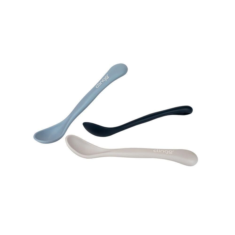 Conjunto 3 Colheres Macia Para Bebês Infantis Cor Azul Claro Marinho E Fendi Apto Para Lava Louças