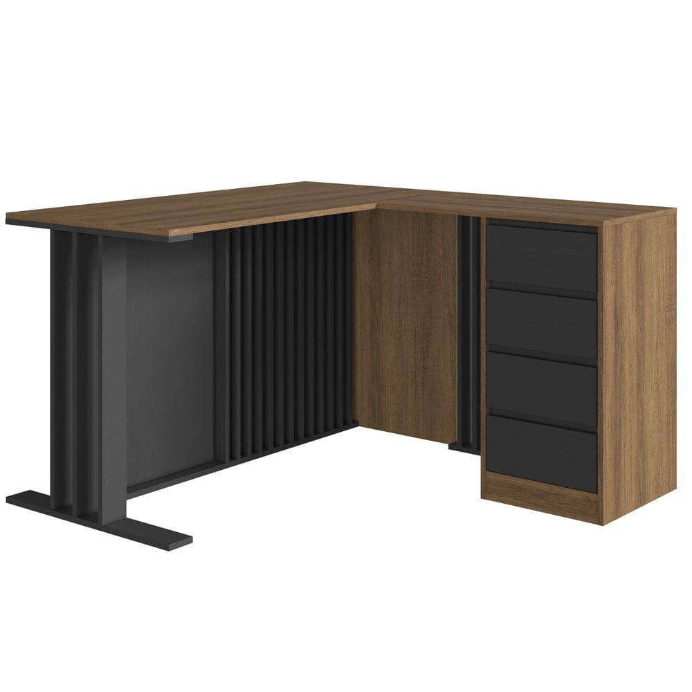 Mesa Escritorio Em L Office 130X120 cm 4G CJ8020 Mell Grafite FAEM
