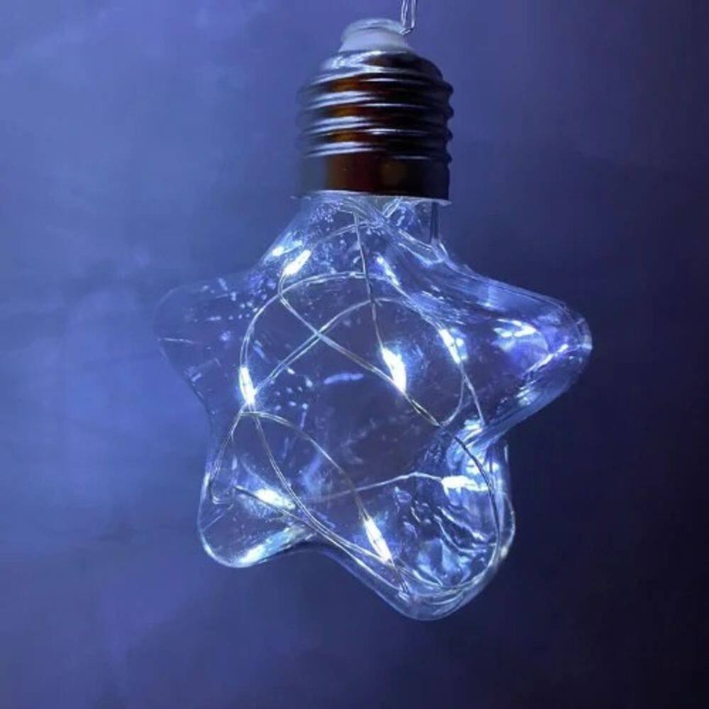 Fio De Led Com 10 Lâmpadas Estrelas Fio De Fada USB e Pilha AA Cor:Branco Frio