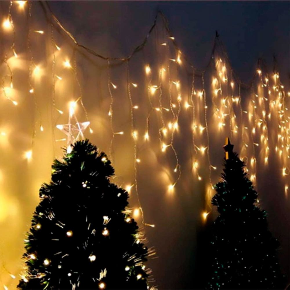 10 Metros Cascata Com 400 Lampadas Led Pisca Natal Cor Led:Branco Quente