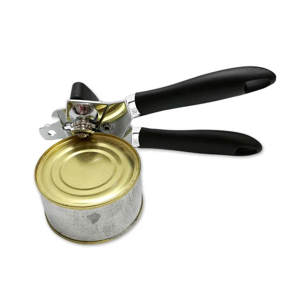 Abridor De Lata Aço Inox Manivela Forte Robusto Cozinha Cor:Preto