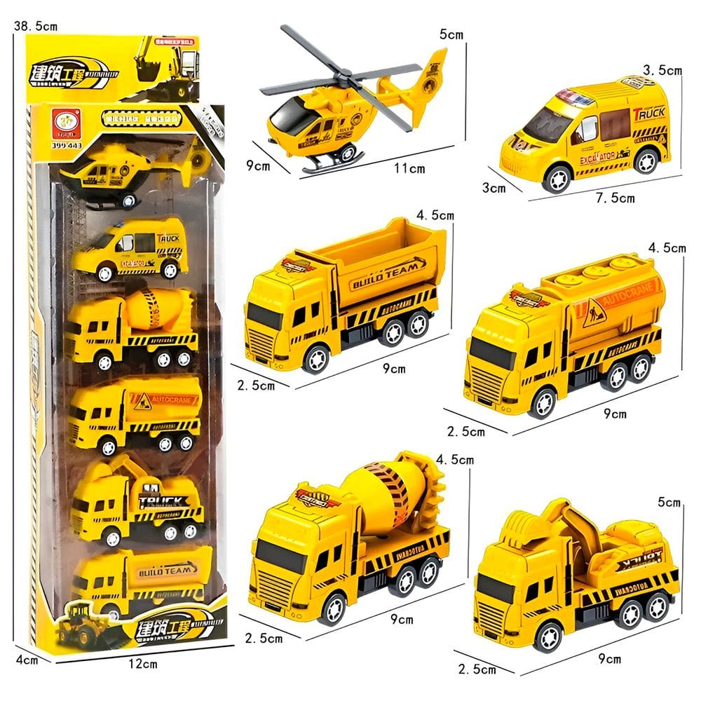 Carrinhos Brinquedo Conjunto 6 Un Miniaturas Helicóptero Cor:Amarelo