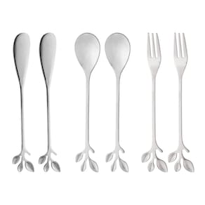 Conjunto 6 Talheres de Aço Inox Leaves Prata - Wolff