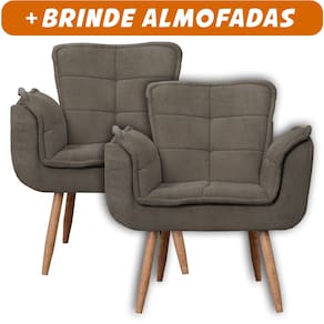 Kit 2x Poltronas Opala Para Sala Cadeira Elegante Com Apoio de Braço em Veludo - Sentô