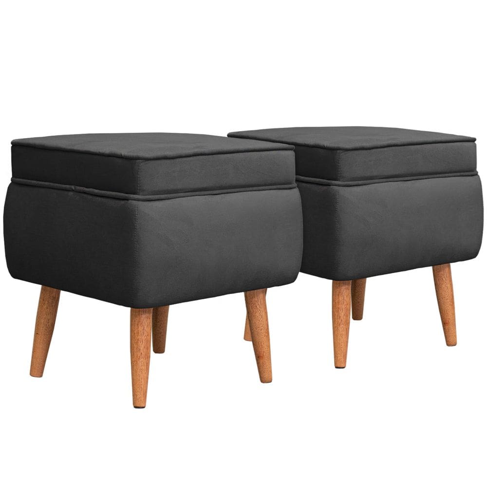 Kit 2 Puffs Banqueta Comodoro Quadrado em Tecido Veludo - Sentô